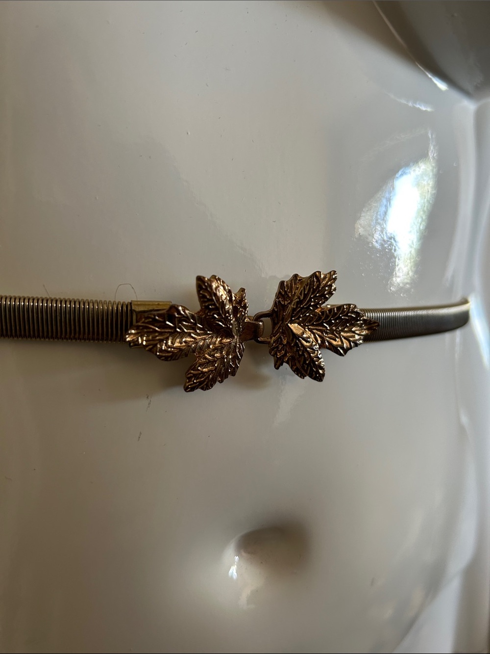 Vintage Gold Leaf Accent Women's Stretch Belt